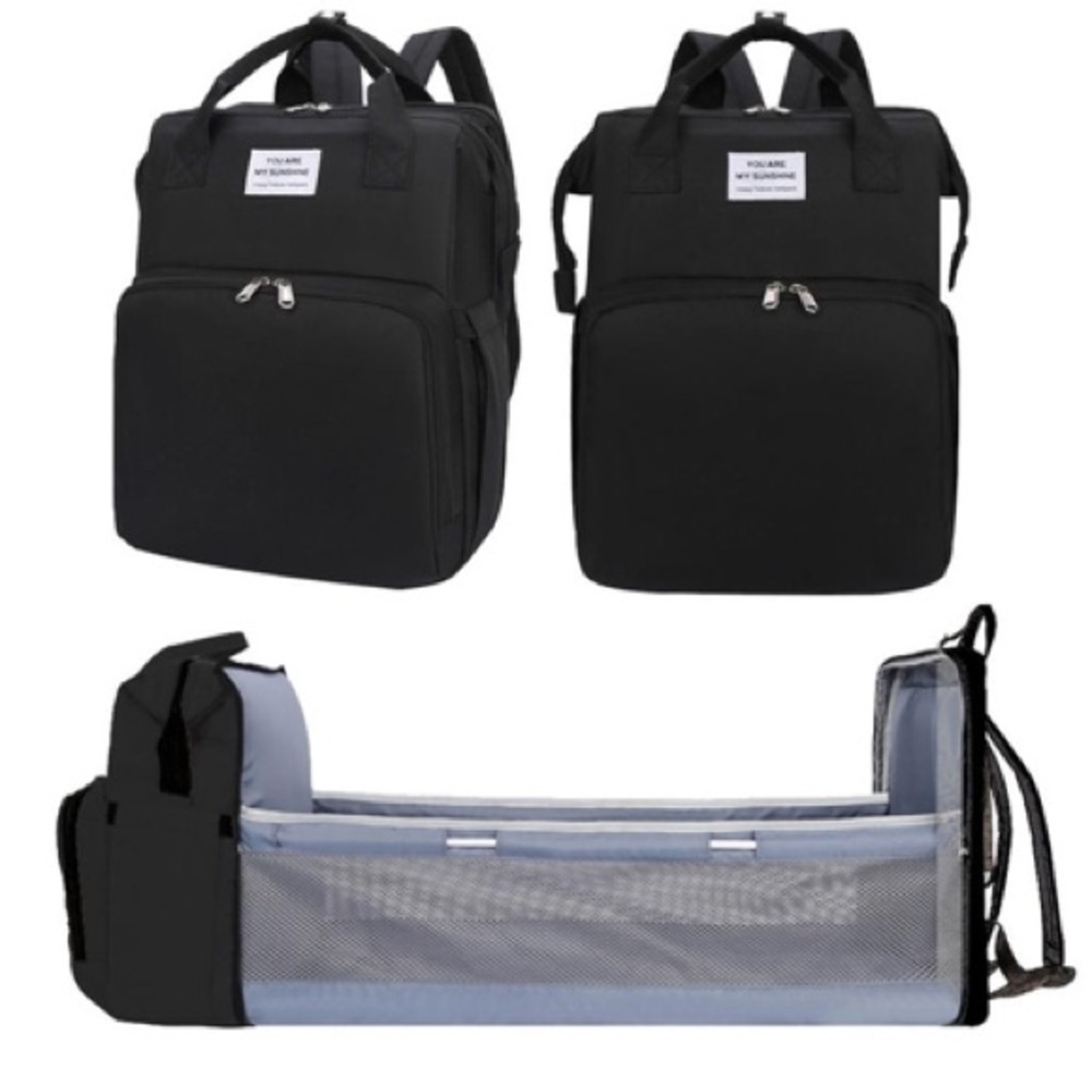 Baby diaper backpack with changing station